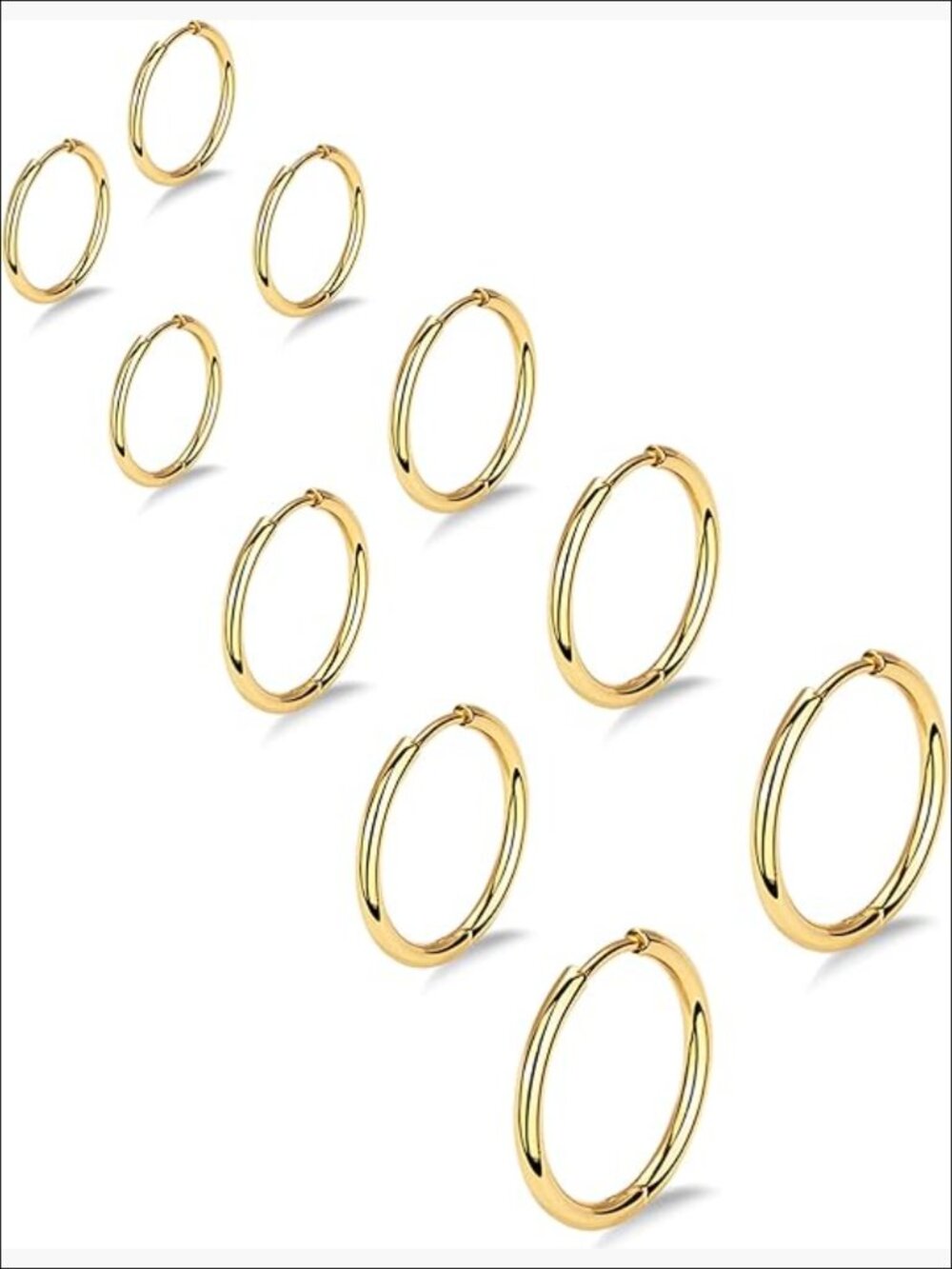 316l Surgical Stainless Steel Gold Hoop Earrings Set Hypoallergenic Multiple